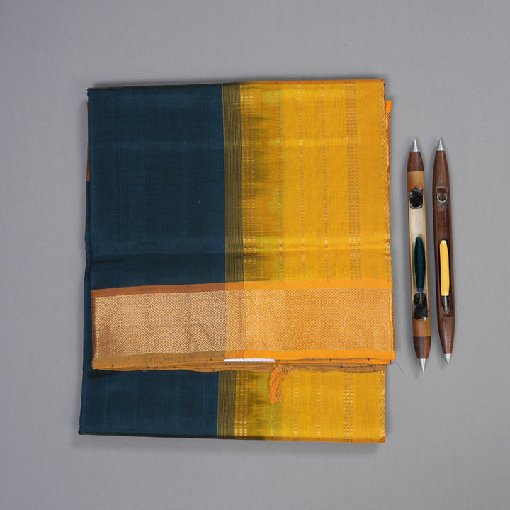 Hayagrivas Handloom Silk Cotton Saree in Ornate Dark Cobalt Blue SWBE809C2-12