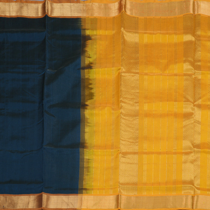 Hayagrivas Handloom Silk Cotton Saree in Ornate Dark Cobalt Blue SWBE809C2-12