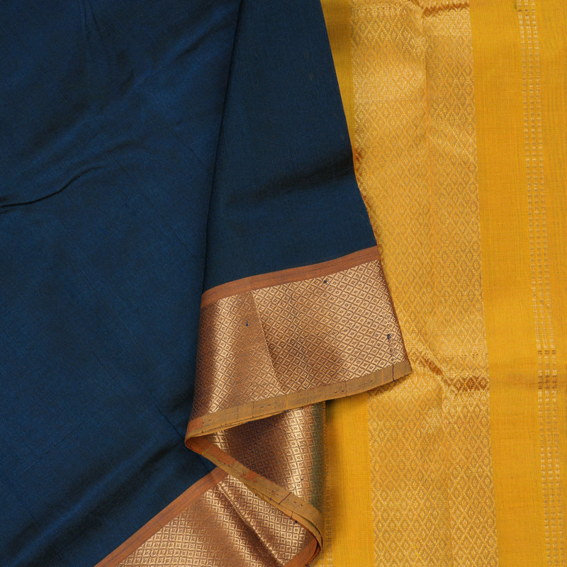 Hayagrivas Handloom Silk Cotton Saree in Ornate Dark Cobalt Blue SWBE809C2-12