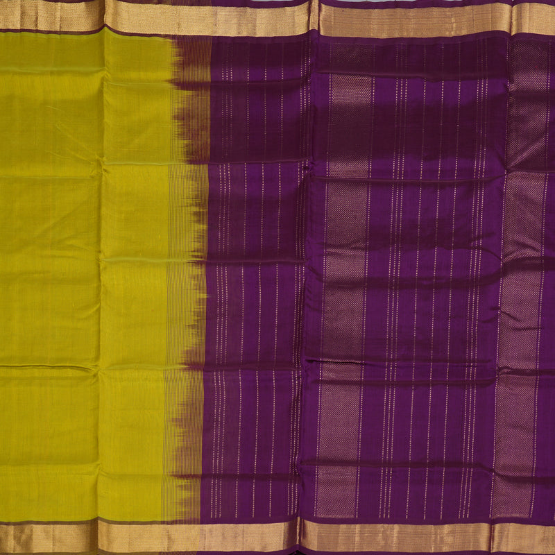 Hayagrivas Handloom Silk Cotton Saree in Bold Lemon Green SWBE809C2-7