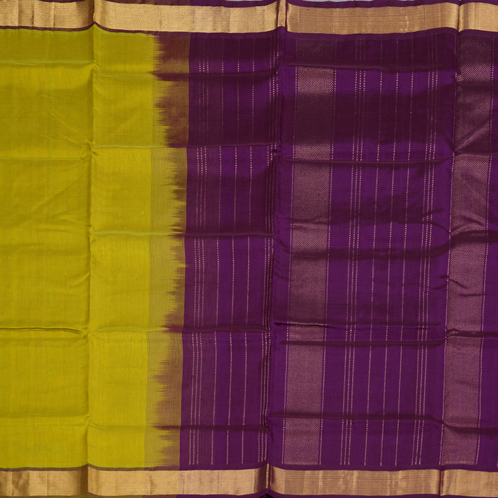 Hayagrivas Handloom Silk Cotton Saree in Bold Lemon Green SWBE809C2-7