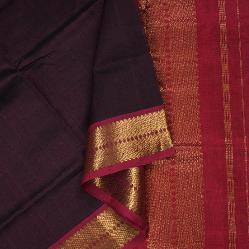 Hayagrivas Handloom Silk Cotton Saree in Majestic Dark Brown SWBE809C2-8