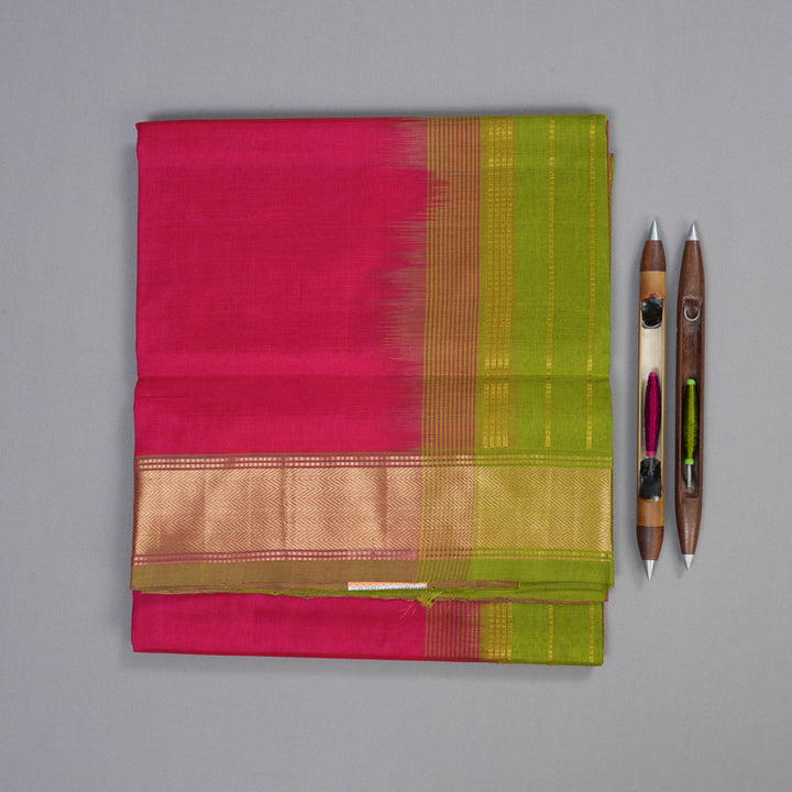 Hayagrivas Handloom Silk Cotton Saree in Resplendent Reddish Pink SWBE809C2-9