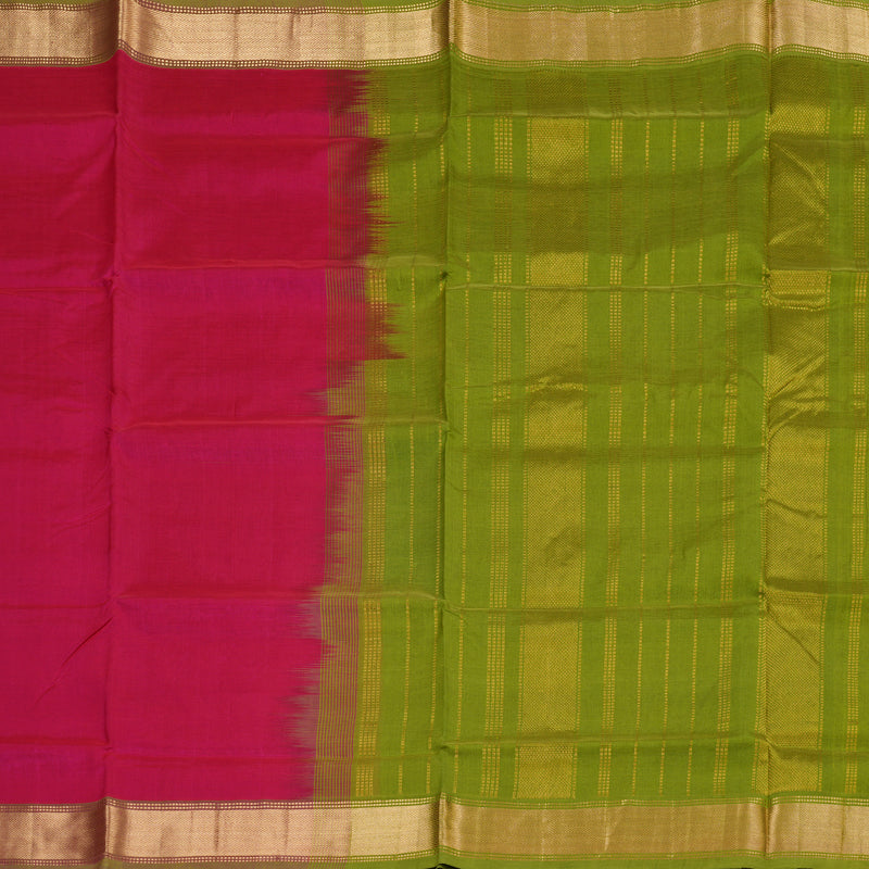 Hayagrivas Handloom Silk Cotton Saree in Resplendent Reddish Pink SWBE809C2-9