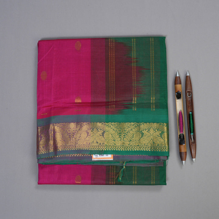 Hayagrivas Handloom Silk Cotton Saree in Sumptuous Reddish Pink SWBE809C3-1