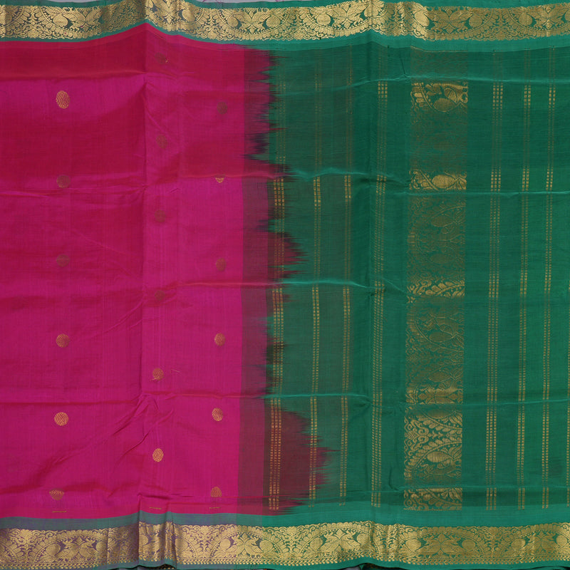 Hayagrivas Handloom Silk Cotton Saree in Sumptuous Reddish Pink SWBE809C3-1