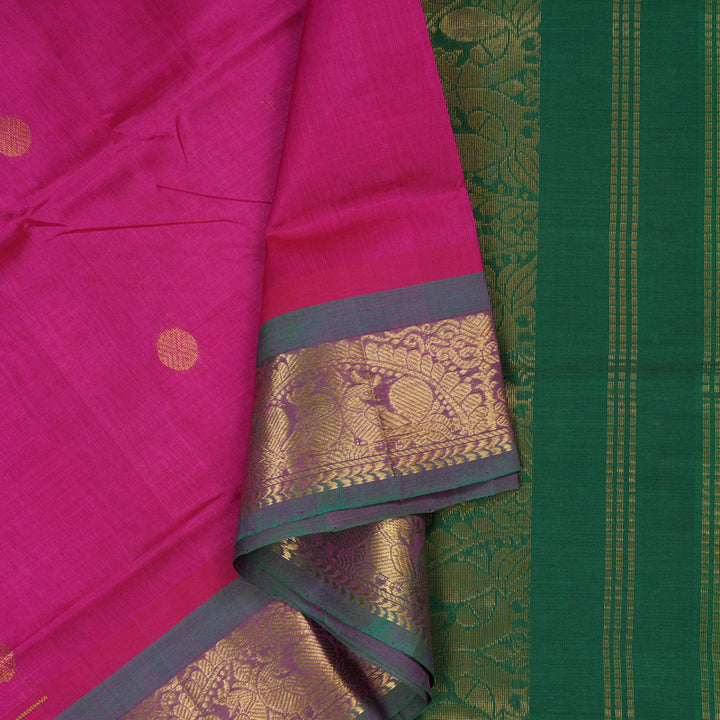 Hayagrivas Handloom Silk Cotton Saree in Sumptuous Reddish Pink SWBE809C3-1