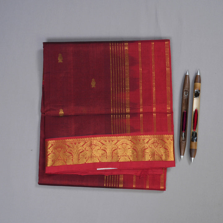Hayagrivas Handloom Silk Cotton Saree in Regal Maroon SWBE809C3-10