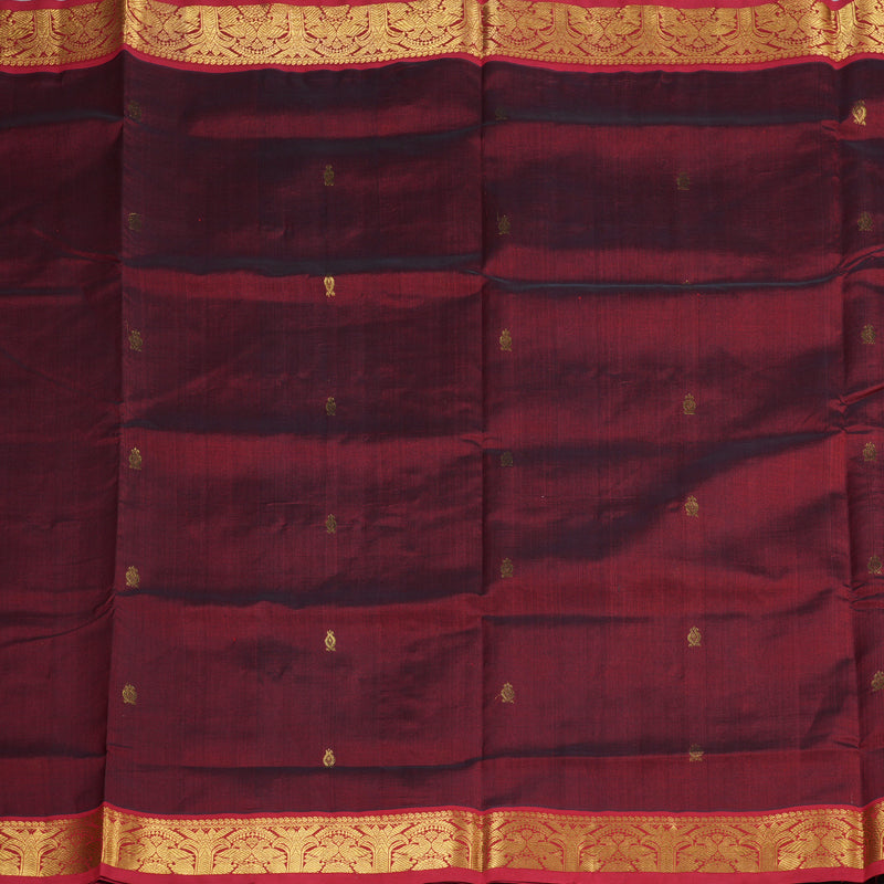 Hayagrivas Handloom Silk Cotton Saree in Regal Maroon SWBE809C3-10