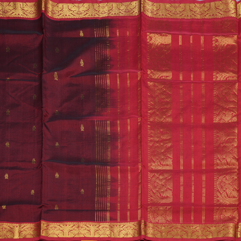 Hayagrivas Handloom Silk Cotton Saree in Regal Maroon SWBE809C3-10