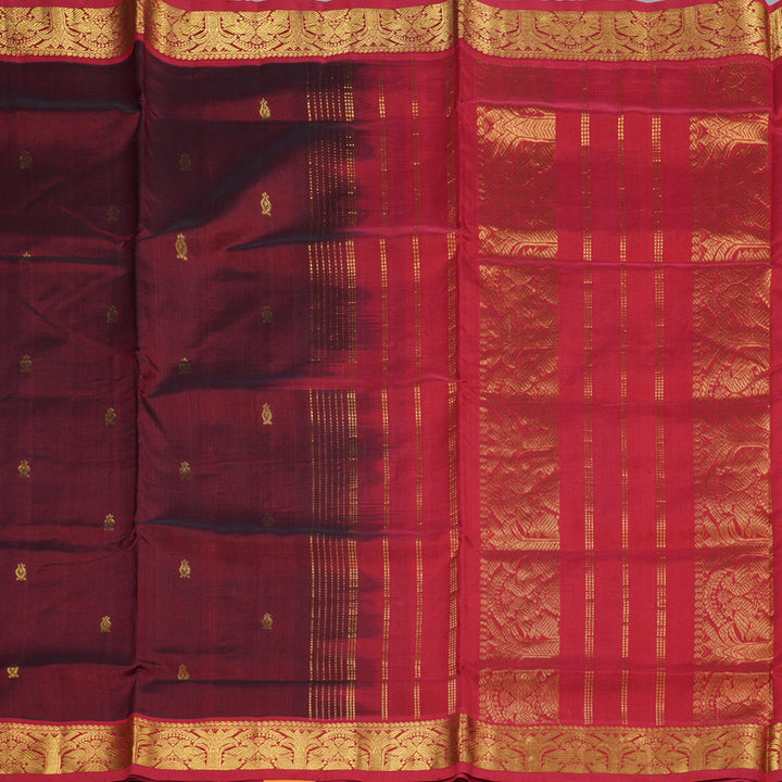 Hayagrivas Handloom Silk Cotton Saree in Regal Maroon SWBE809C3-10