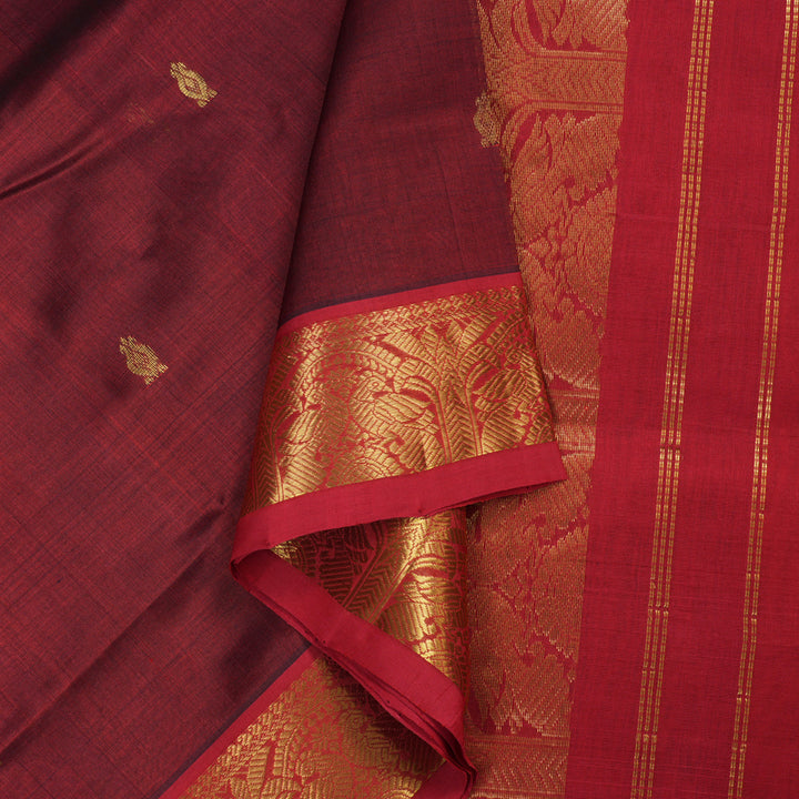 Hayagrivas Handloom Silk Cotton Saree in Regal Maroon SWBE809C3-10