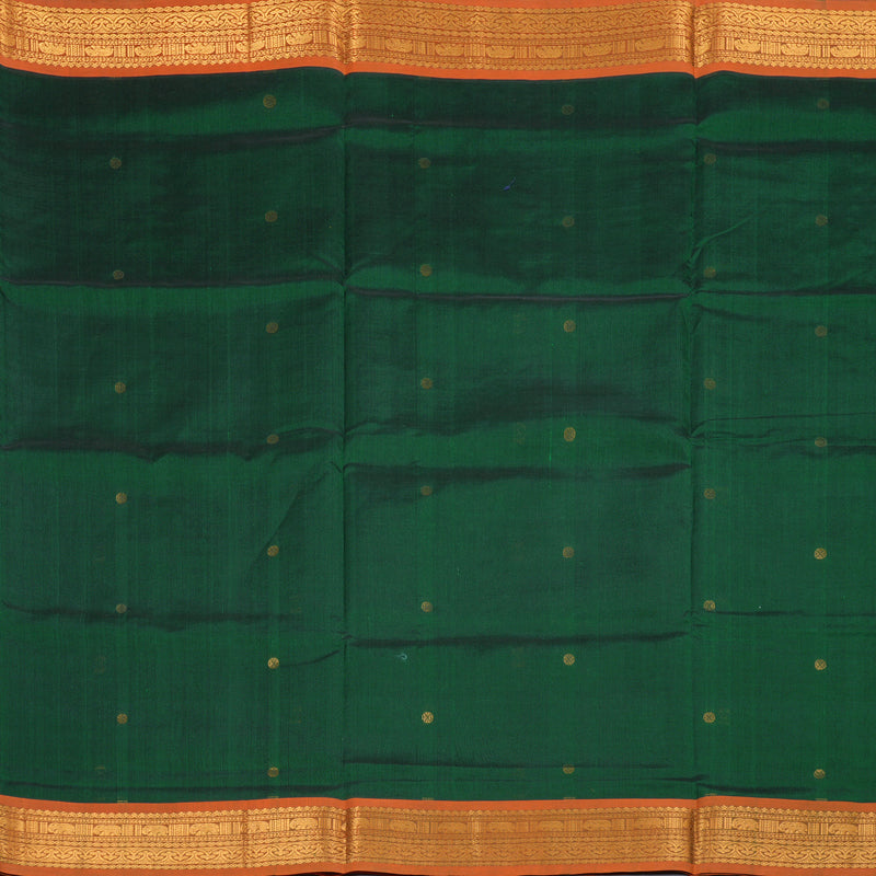 Hayagrivas Handloom Silk Cotton Saree in Luminous Bottle Green SWBE809C3-4