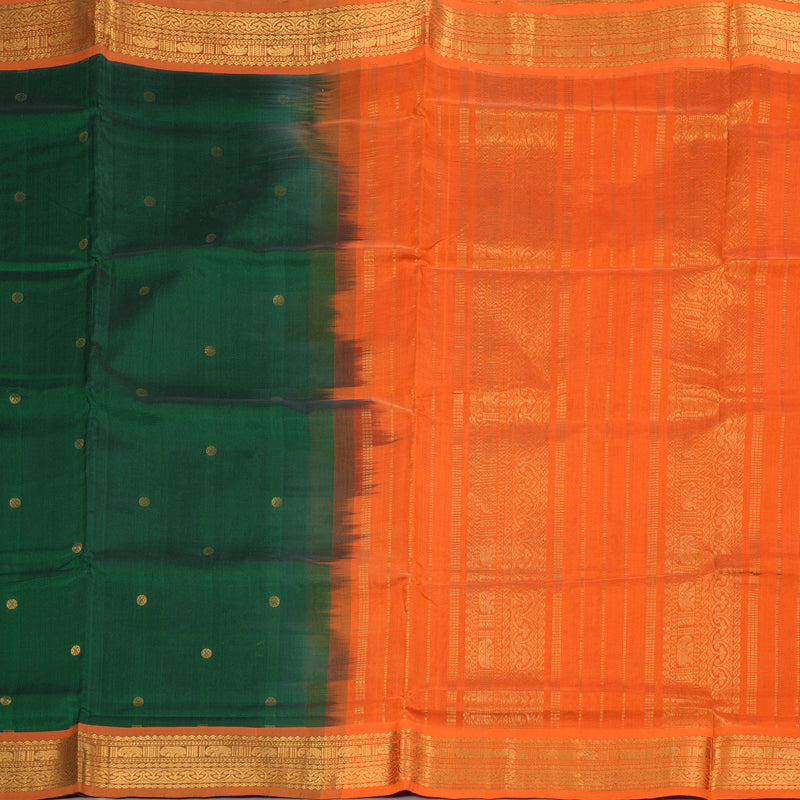 Hayagrivas Handloom Silk Cotton Saree in Luminous Bottle Green SWBE809C3-4