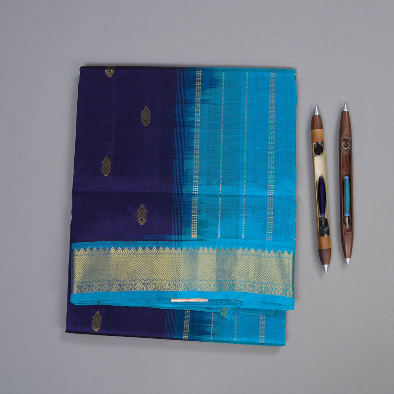 Hayagrivas Handloom Silk Cotton Saree in Enchanting Blue SWBE809C3-5