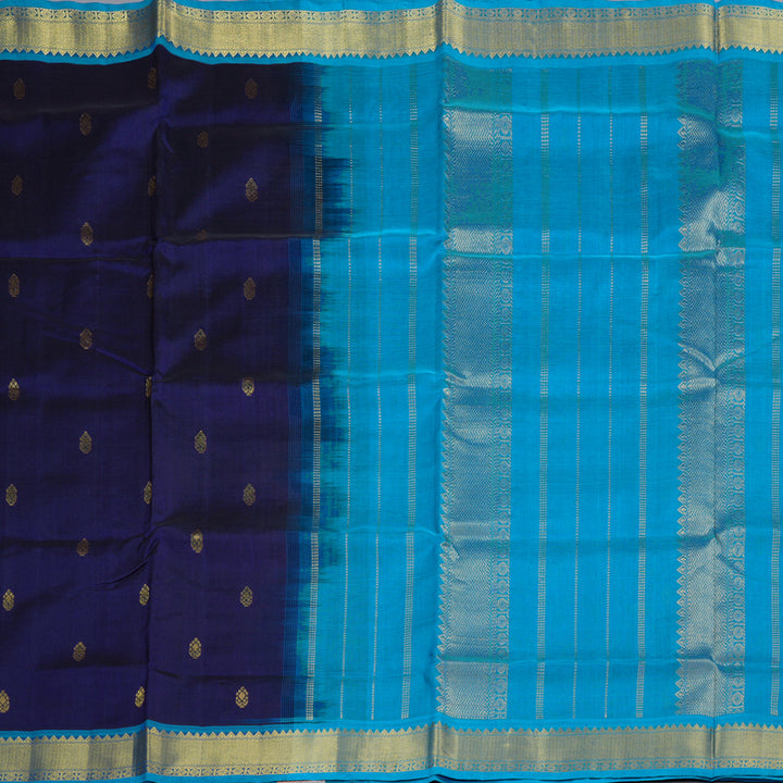 Hayagrivas Handloom Silk Cotton Saree in Enchanting Blue SWBE809C3-5