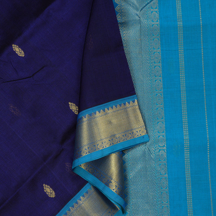 Hayagrivas Handloom Silk Cotton Saree in Enchanting Blue SWBE809C3-5