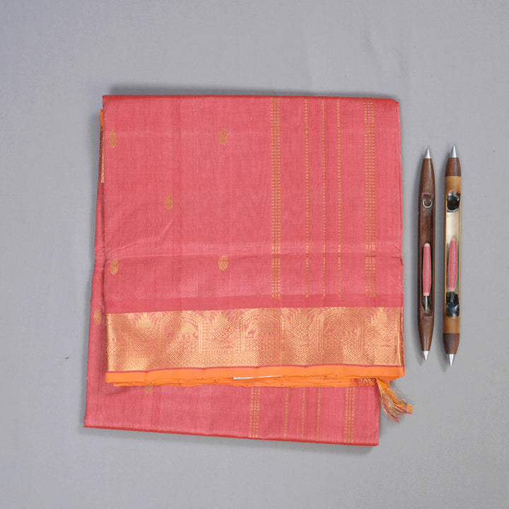 Hayagrivas Handloom Silk Cotton Saree in Delicate Orange Pink SWBE809C3-6