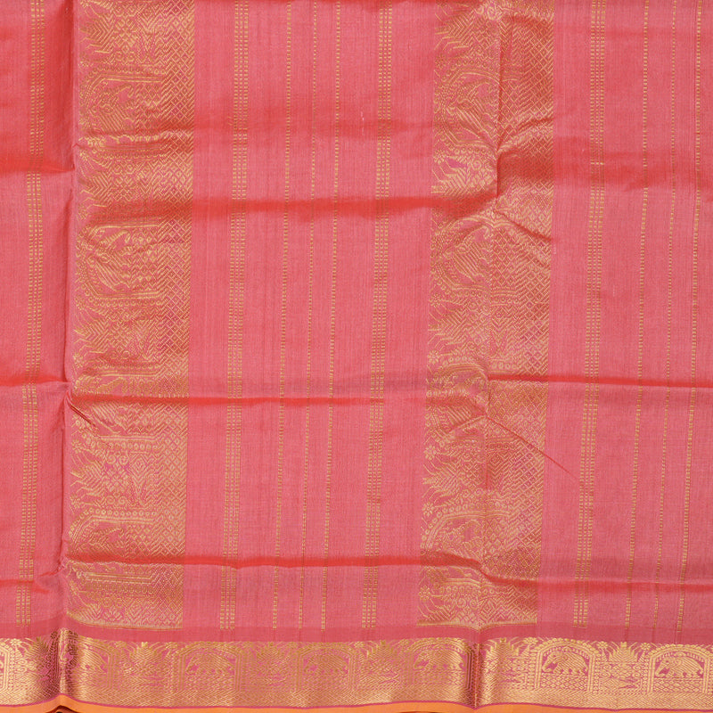 Hayagrivas Handloom Silk Cotton Saree in Delicate Orange Pink SWBE809C3-6