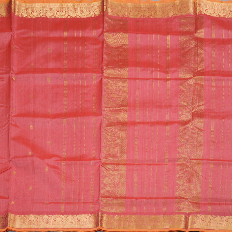 Hayagrivas Handloom Silk Cotton Saree in Delicate Orange Pink SWBE809C3-6