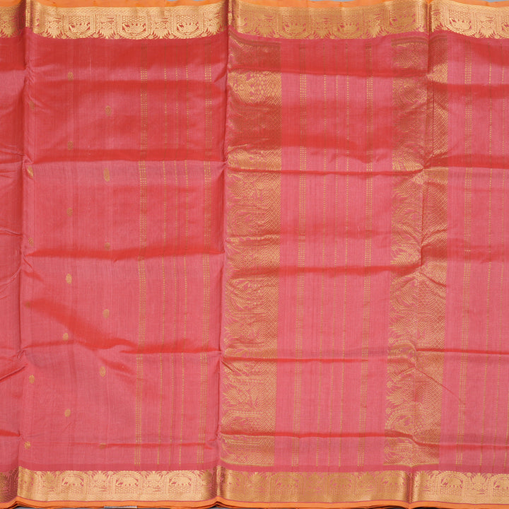 Hayagrivas Handloom Silk Cotton Saree in Delicate Orange Pink SWBE809C3-6