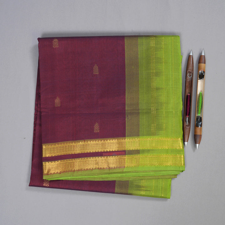 Hayagrivas Handloom Silk Cotton Saree in Stylish Dark Purple SWBE809C3-8