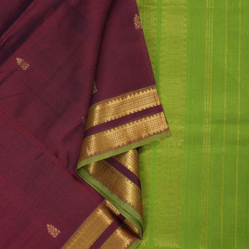 Hayagrivas Handloom Silk Cotton Saree in Stylish Dark Purple SWBE809C3-8