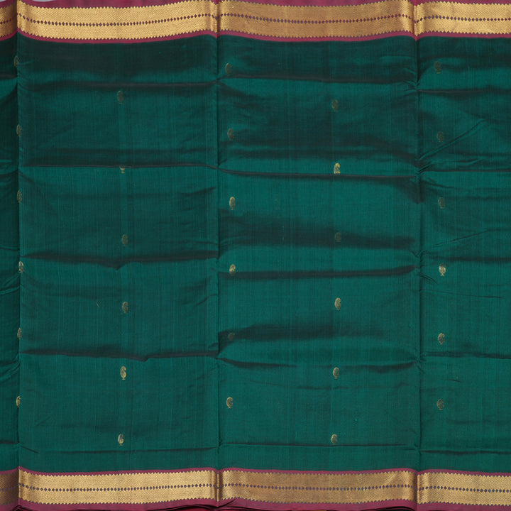 Hayagrivas Handloom Silk Cotton Saree in Mesmerizing Peacock Green SWBE809C3-9
