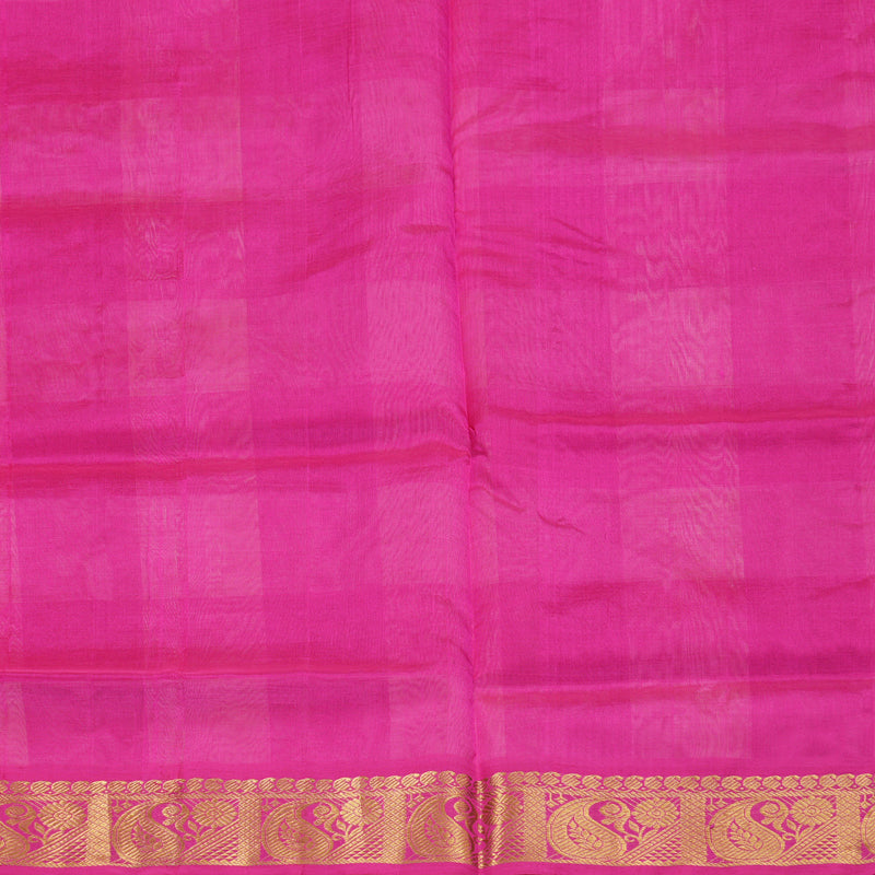 Hayagrivas Handloom Silk Cotton Saree in Charming Pink With White Checks SWBE809C4-1