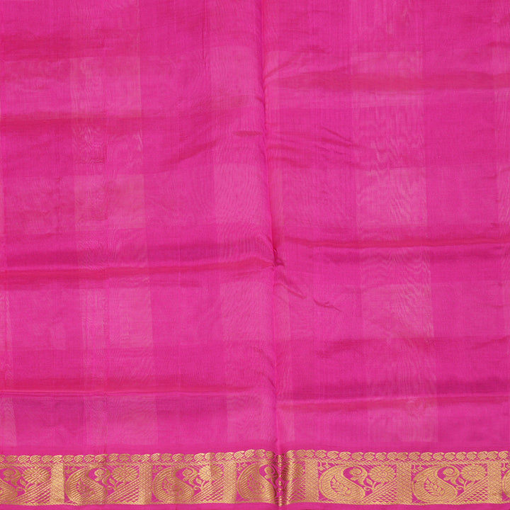 Hayagrivas Handloom Silk Cotton Saree in Charming Pink With White Checks SWBE809C4-1