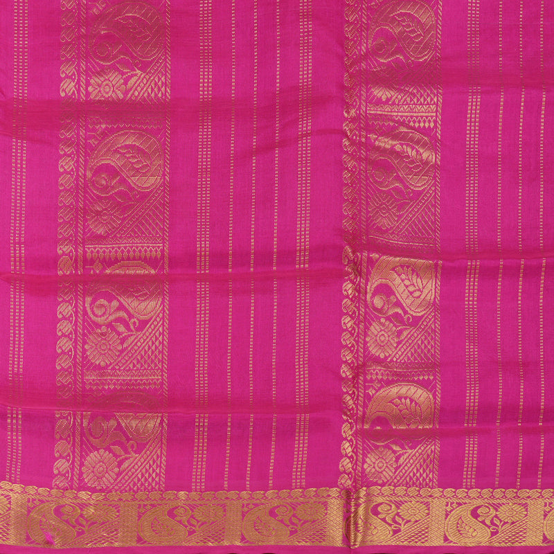 Hayagrivas Handloom Silk Cotton Saree in Charming Pink With White Checks SWBE809C4-1