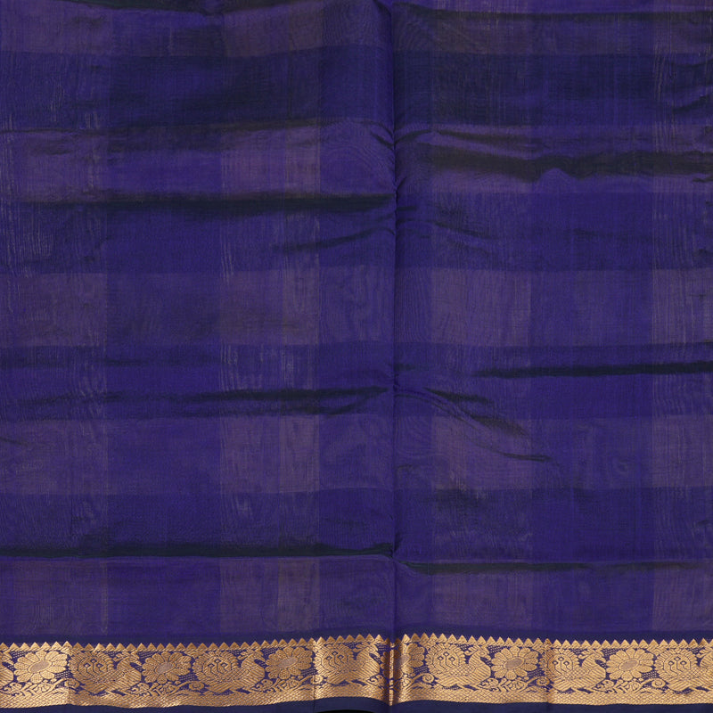 Hayagrivas Handloom Silk Cotton Saree in an Extravagant Sandal With Blue Checks SWBE809C4-3