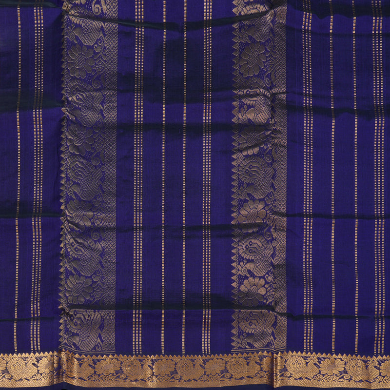Hayagrivas Handloom Silk Cotton Saree in an Extravagant Sandal With Blue Checks SWBE809C4-3