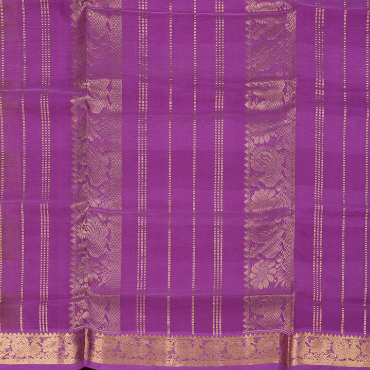Hayagrivas Handloom Silk Cotton Saree in Captivating Purple With Yellow Checks SWBE809C4-4