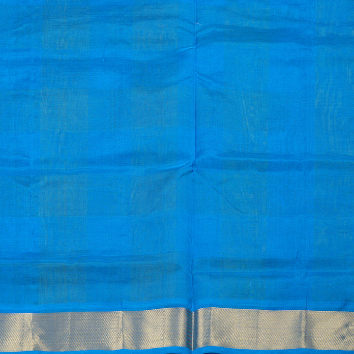 Hayagrivas Handloom Silk Cotton Saree in Decadent Sky Blue With Yellow Checks SWBE809C4-5