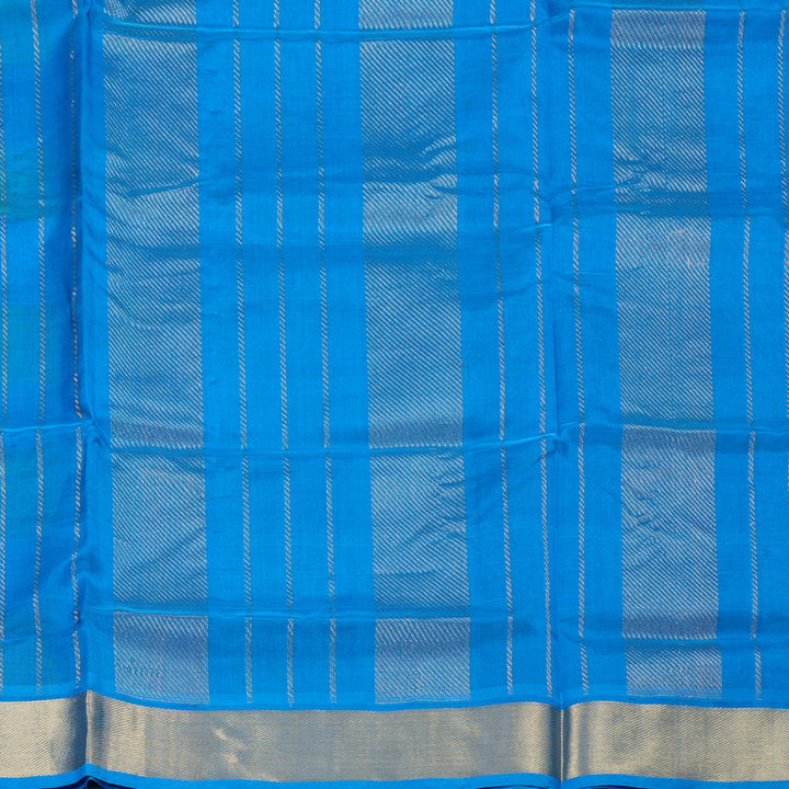 Hayagrivas Handloom Silk Cotton Saree in Decadent Sky Blue With Yellow Checks SWBE809C4-5
