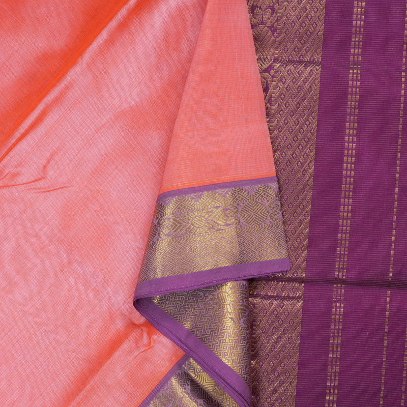 Hayagrivas Handloom Silk Cotton Saree in Splendid Peach Pink SWBE809C5-1