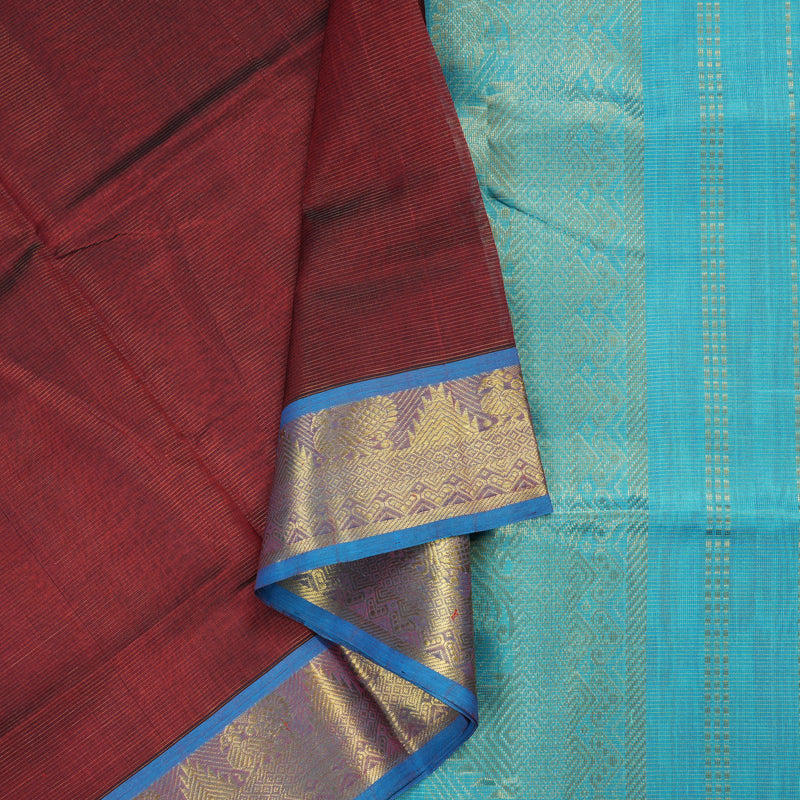 Hayagrivas Handloom Silk Cotton Saree in Majestic Wine Maroon SWBE809C5-10