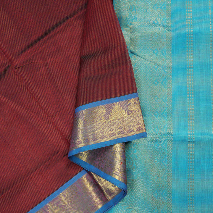 Hayagrivas Handloom Silk Cotton Saree in Majestic Wine Maroon SWBE809C5-10