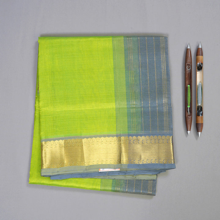 Hayagrivas Handloom Silk Cotton Saree in Stunning Fluorescent Green SWBE809C5-13