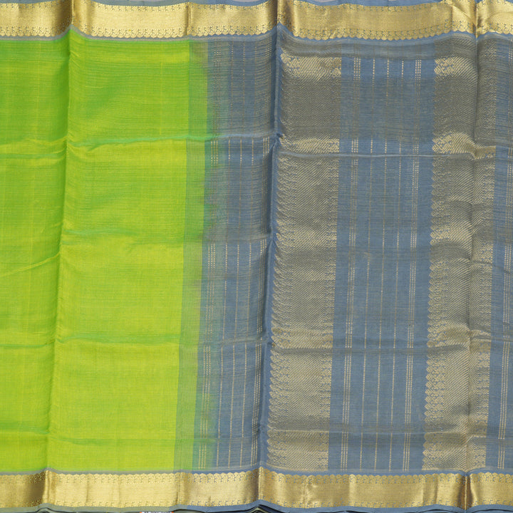 Hayagrivas Handloom Silk Cotton Saree in Stunning Fluorescent Green SWBE809C5-13