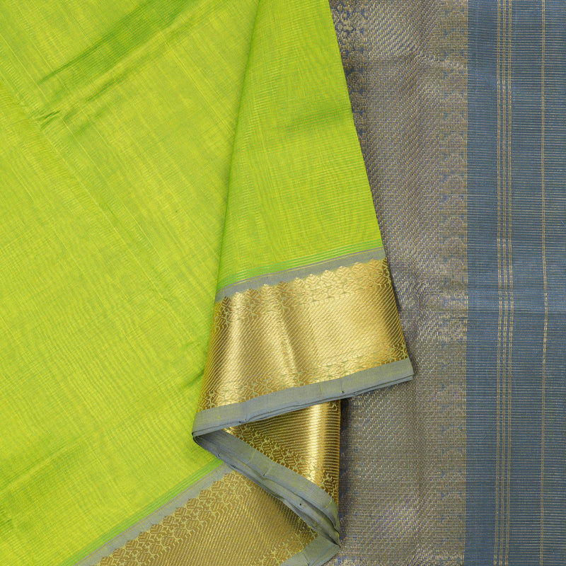 Hayagrivas Handloom Silk Cotton Saree in Stunning Fluorescent Green SWBE809C5-13