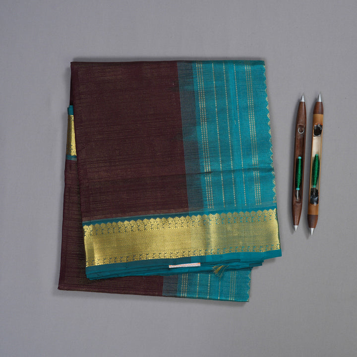 Hayagrivas Handloom Vairaoosi Silk Cotton Saree in Majestic Dark Brown SWBE809C5-2