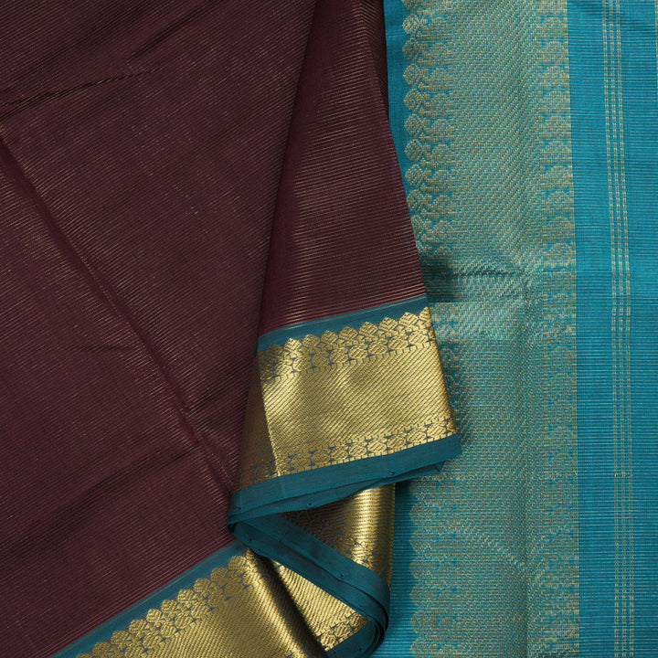 Hayagrivas Handloom Vairaoosi Silk Cotton Saree in Majestic Dark Brown SWBE809C5-2