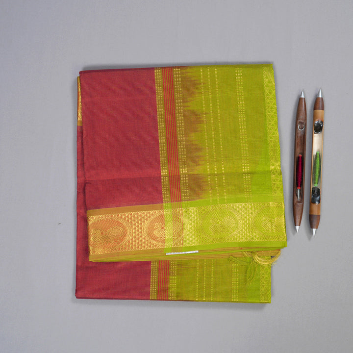 Hayagrivas Handloom Silk Cotton Saree in Opulent Maroon Red SWBE809C5-7