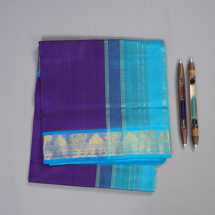 Hayagrivas Handloom Silk Cotton Saree in Enchanting Blue SWBE809C5-8