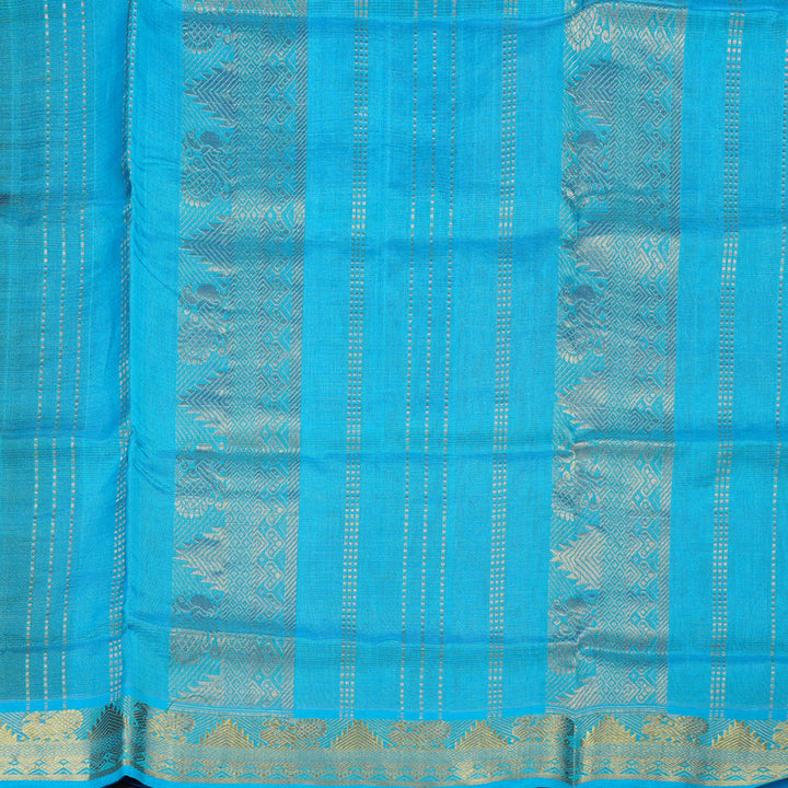 Hayagrivas Handloom Silk Cotton Saree in Enchanting Blue SWBE809C5-8