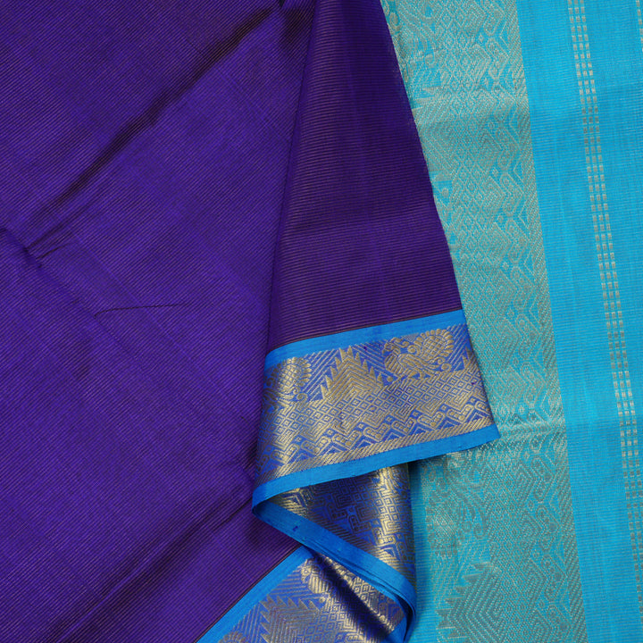 Hayagrivas Handloom Silk Cotton Saree in Enchanting Blue SWBE809C5-8