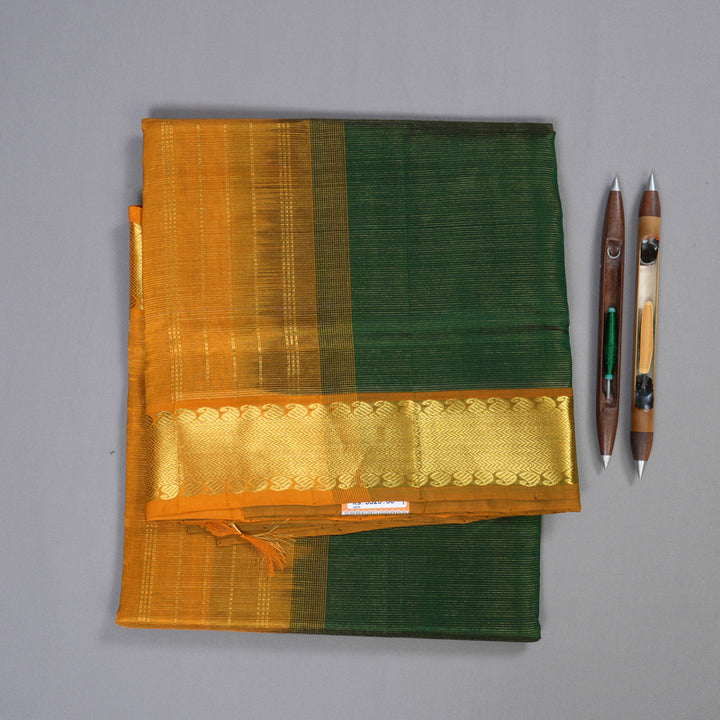 Hayagrivas Handloom Silk Cotton Saree in Refreshing Bottle Green SWBE809C5-9
