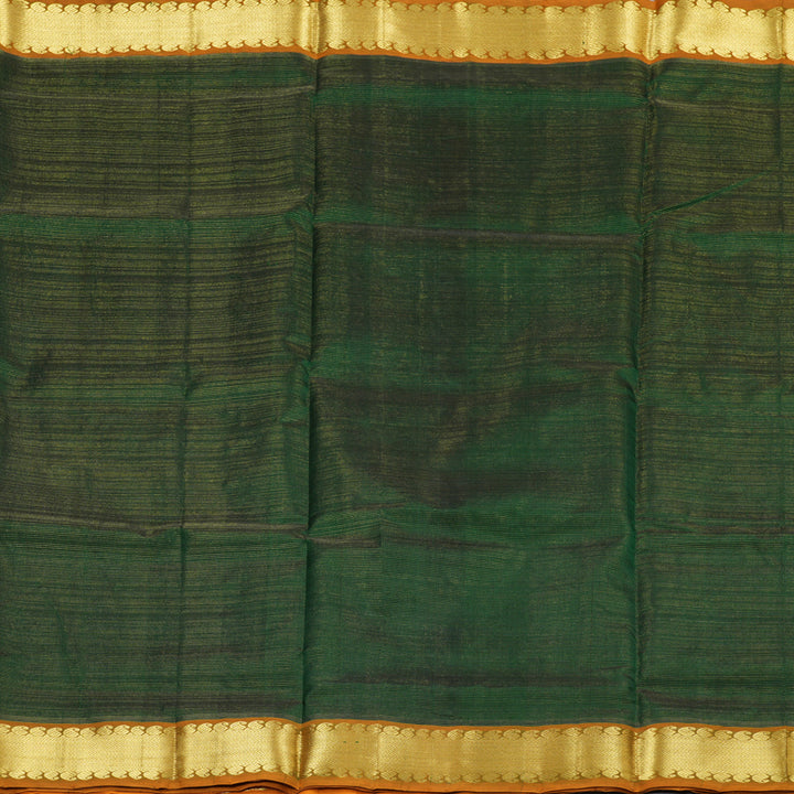Hayagrivas Handloom Silk Cotton Saree in Refreshing Bottle Green SWBE809C5-9